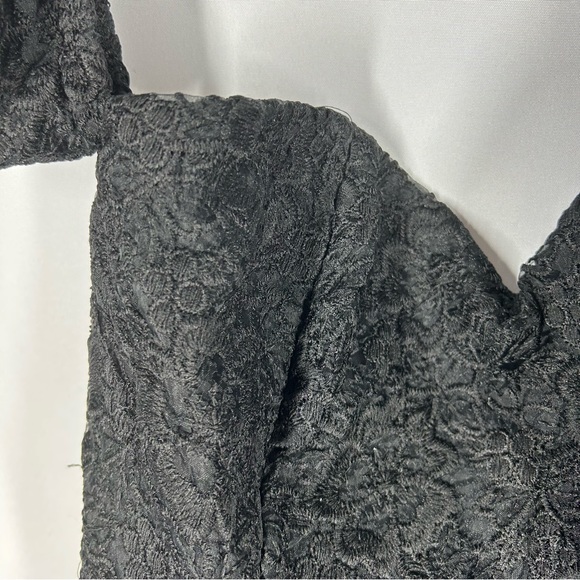 Lulus Hartley Black Embroidered Mini Dress Off Shoulder Puff Sleeves M - Picture 4 of 10